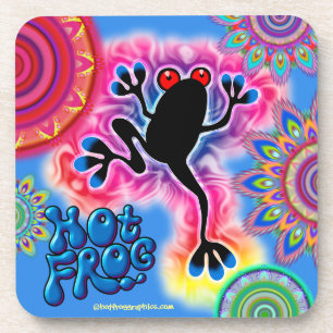 Hot Frog Surf Boho Psychedelic Untersetzer blau.