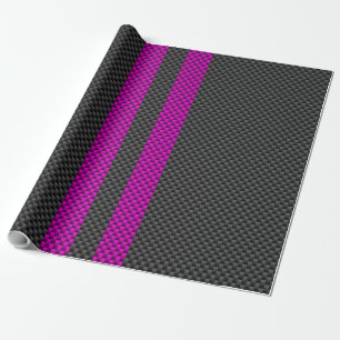 Hot Fuchsia Pink Racing Stripes Carbon Fibre Style Geschenkpapier