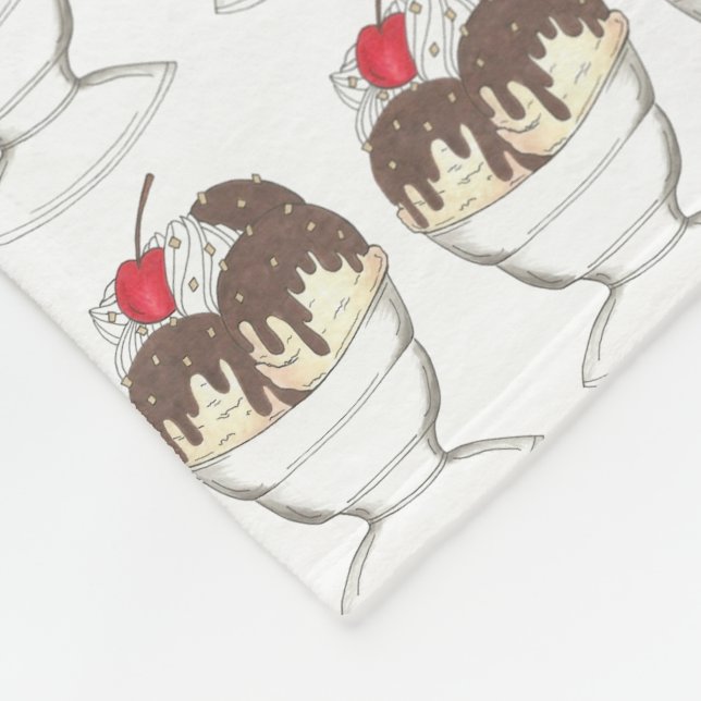 Hot Fudge Ice Cream Shoppe Sundae Feinschmecker Fleecedecke (Ecke)