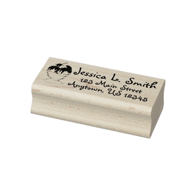 Hot Fudge Ice Cream Sundae Personalisierte Adresse Gummistempel (Stempel)