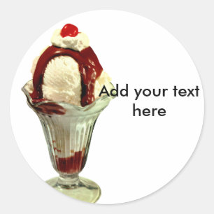 Hot Fudge Sundae Retro Eiscreme-Aufkleber Runder Aufkleber
