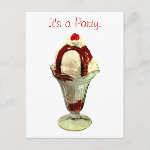 Hot Fudge Sundae Retro Eiscreme Einladung