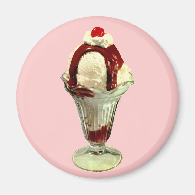 Hot Fudge Sundae Retro Ice Magnet (Vorne)