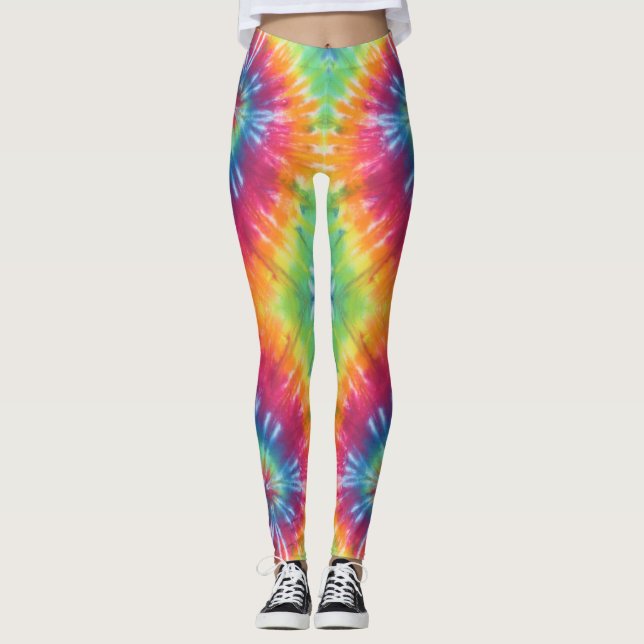 Hot Gefärbte Krawatte Regenbogen Swirke Leggings (Vorderseite)