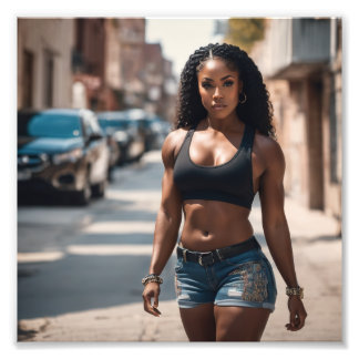 Hot Ghetto Girl in Denim Shorts Wanderwege Fotodruck