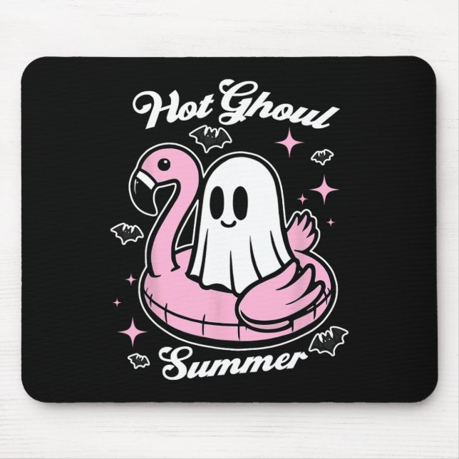 Hot Ghoul Summer Flamingo Ghost Summerween Mousepad (Vorne)