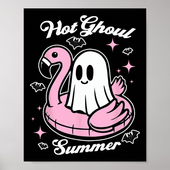 Hot Ghoul Summer Flamingo Ghost Summerween Poster (Vorne)