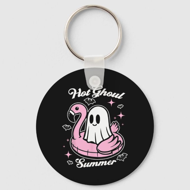 Hot Ghoul Summer Flamingo Ghost Summerween Schlüsselanhänger (Vorderseite)