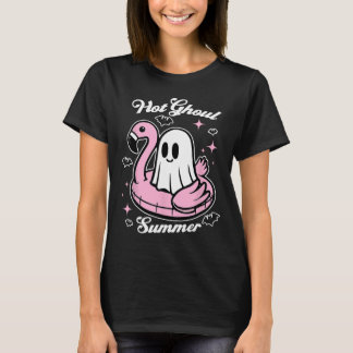 Hot Ghoul Summer Flamingo Ghost Summerween T-Shirt