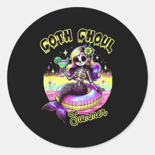 Hot Ghoul Summer Funny Mermaid Sommerurlaub Haw Runder Aufkleber