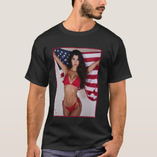 Hot Girl on T - Shirt for Men - American Flag & Pi