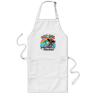 Hot Girl Summer Skeleton Retro Beach Design Lange Schürze