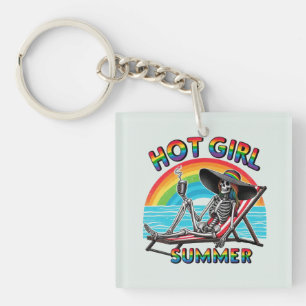Hot Girl Summer Skeleton Retro Beach Design Schlüsselanhänger