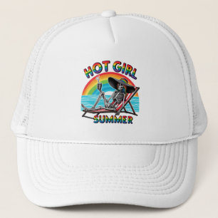 Hot Girl Summer Skeleton Retro Beach Design Truckerkappe