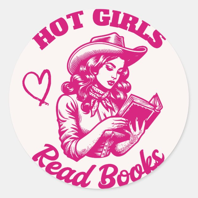 Hot Girls Read Books Buchen Rosa Buch Lover Runder Aufkleber (Vorderseite)