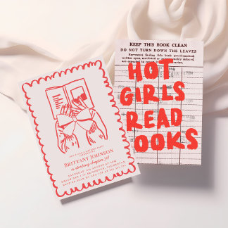 Hot Girls Read Books Literary Birthday Party Einladung