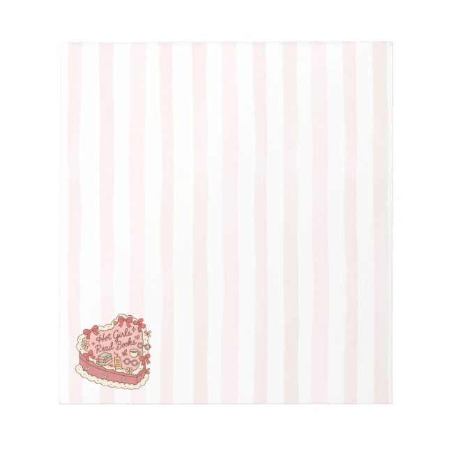 Hot Girls Read Books Pink Stripes Notizblock (Vorderseite)