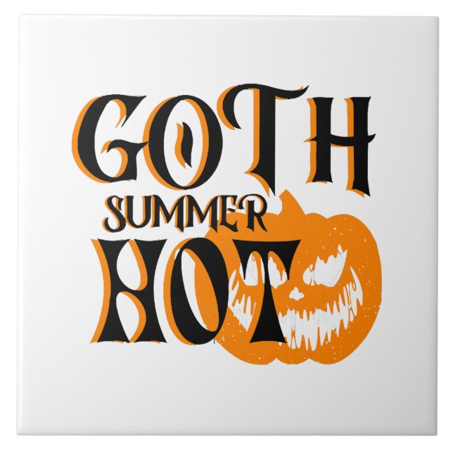 Hot Goth Summer-Horror Lächeln Pumpkin Fliese (Vorderseite)