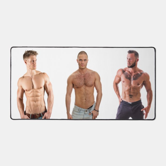 Hot Guys Muscle Studs Shirtless Men Hunks Schreibtischunterlage (Vorderseite)