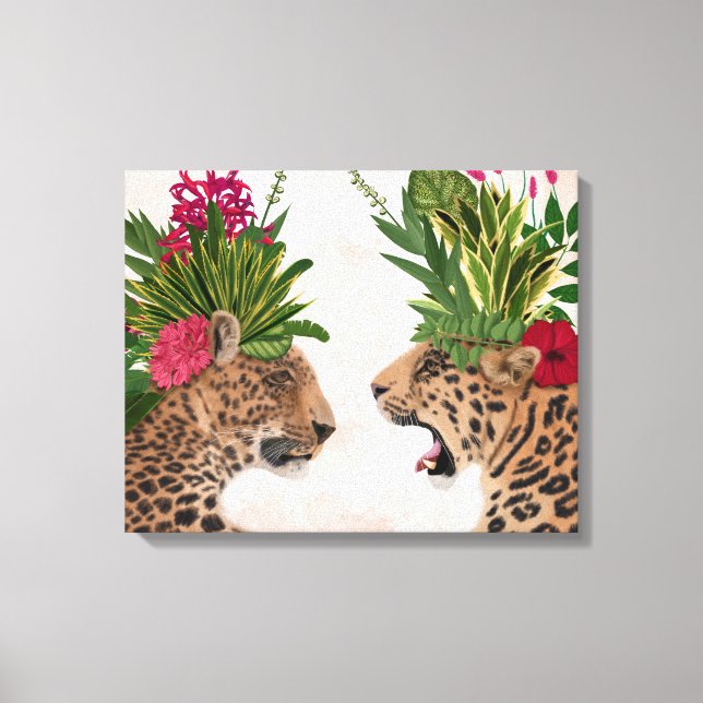 Hot House Leopards | Ein Paar Leinwanddruck (Vorderseite)