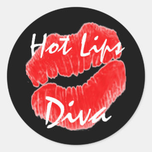 "Hot Lips Diva" in schwarzer Aufkleber - individue