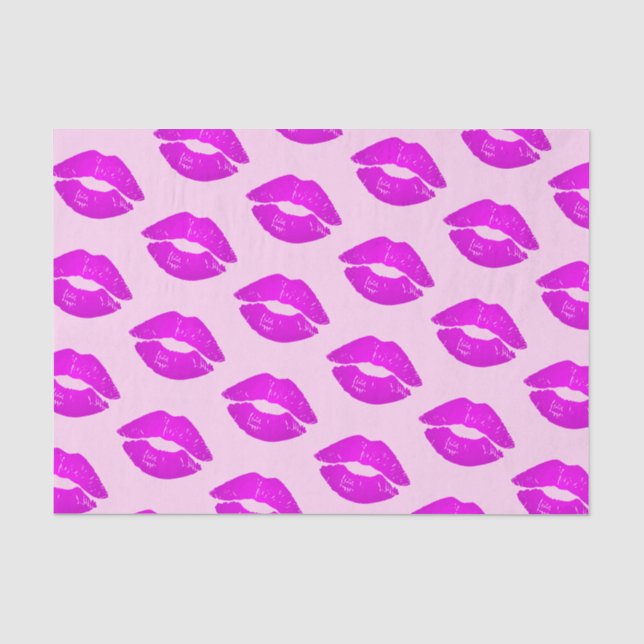 Hot Lips Pink Kiss Lipstick Druck Seidenpapier (Vorderseite)