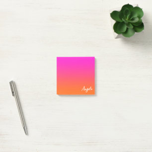 Hot Magenta Pink Bright Orange Ombre Name Post-it Klebezettel