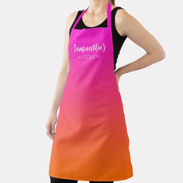 Hot Magenta Pink Bright Orange Ombre Personalisier Schürze (InSitu)