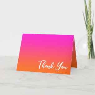 Hot Magenta Pink und Bright Orange Ombre Dankeskarte