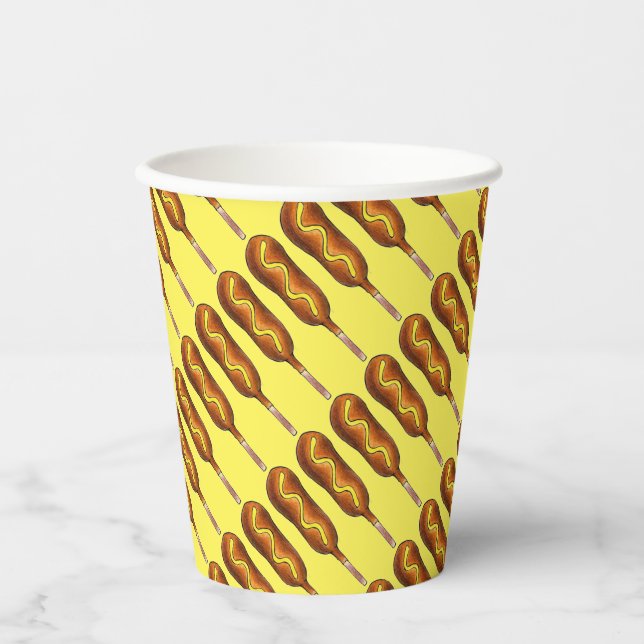 Hot Mais Dog Corndog Yellow Mustard Junk Food Pappbecher (Vorderseite)