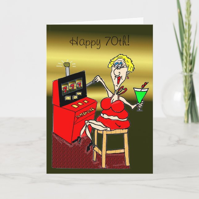 HOT MAMA SLOT MACHINE LUCKY 7'S 70th BIRTHDAY CARD Karte (Vorderseite)