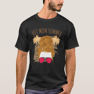 Hot Mama Sommersonnenbrille Messy Bun Leopard Prin T-Shirt
