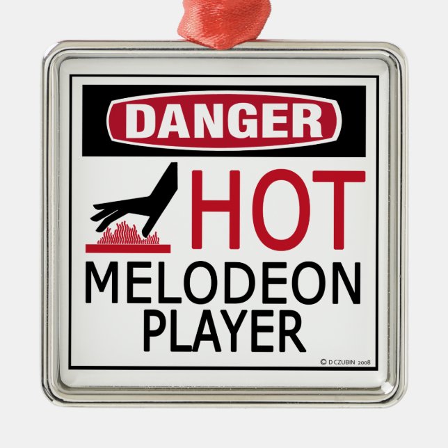 Hot Melodeon Player Silbernes Ornament (Vorne)