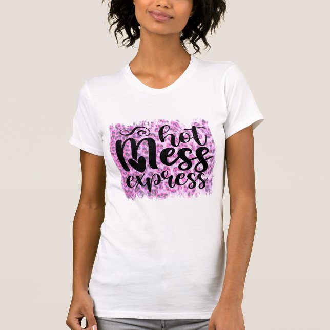 Hot Mess Express Pink Leopard Shirt gestört (Vorderseite)