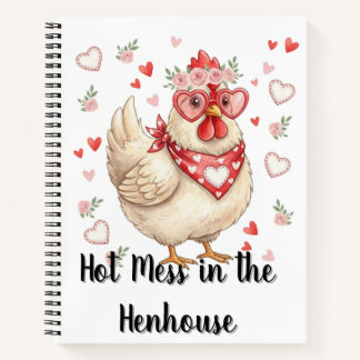 Hot Mess in the Henhouse Valentine Chicken Grid Notizbuch