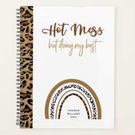 Hot Mess Zitat Leopard Print Rainbow Planer