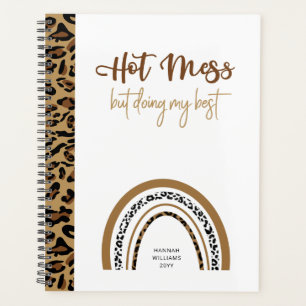 Hot Mess Zitat Leopard Print Rainbow Planer