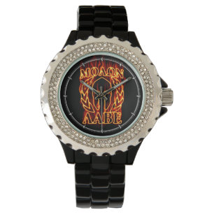 Hot Molon Labe Warrior Mask Laurels on Fire Armbanduhr