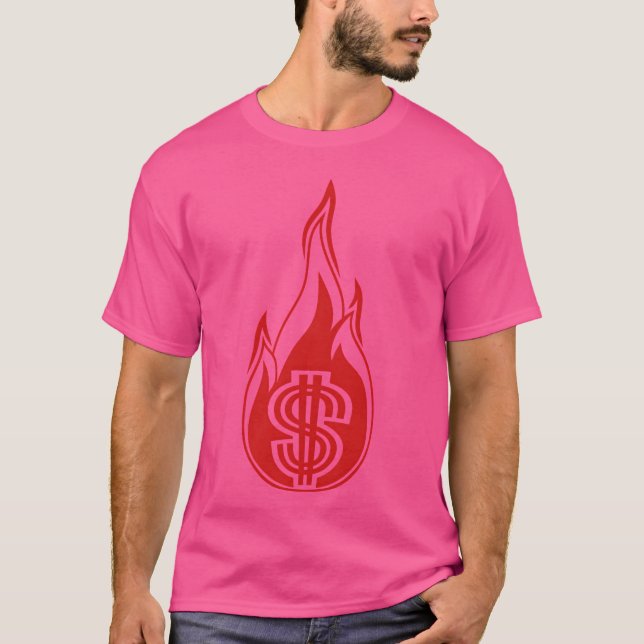 hot money burn spend fire flame torch dollar symbo T-Shirt (Vorderseite)