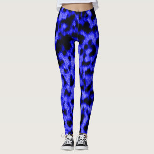 Hot Neon Blue Cheetah Rave Love Leggings