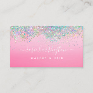 Hot Neon Pink Holographic Glitzer Makeup Artist Visitenkarte