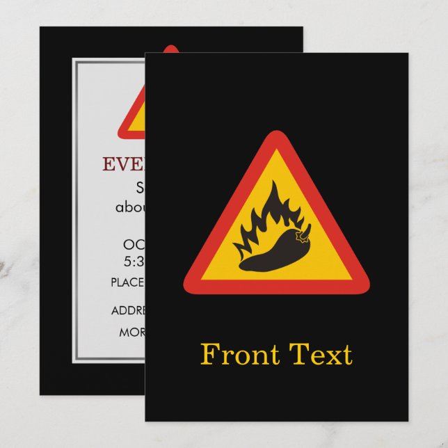 Hot Pepper Danger Sign Einladung (Vorne/Hinten)