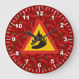 Hot pepper danger sign große wanduhr
