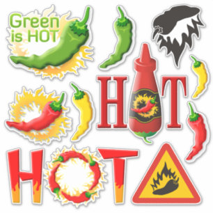 Hot Pepper Icon Set Stickers Aufkleber