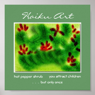 Hot Pepper Shrub Haiku Art Print Poster