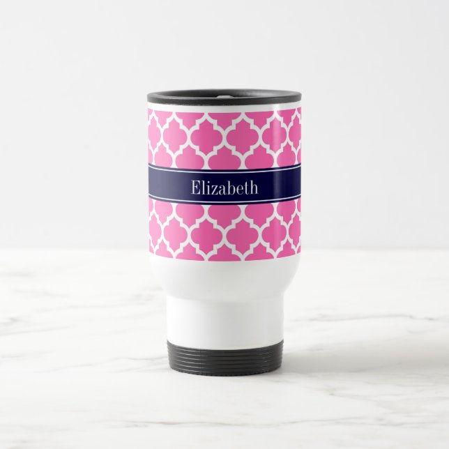 Hot Pink2 Welch marokkanische #5 Navy Blue Name Mo Reisebecher (Mittel)