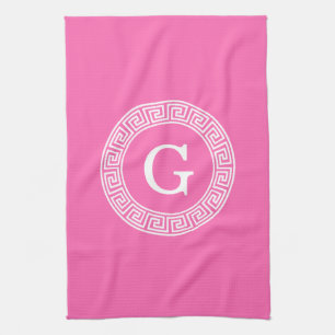 Hot Pink2 Welches erste Monogramm für den griechis Küchentuch