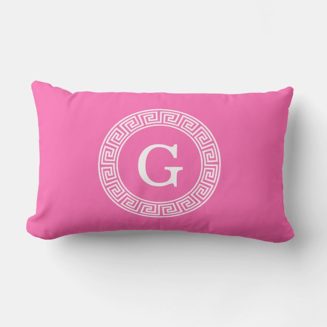 Hot Pink2 Welches erste Monogramm für den griechis Lendenkissen (Vorderseite)