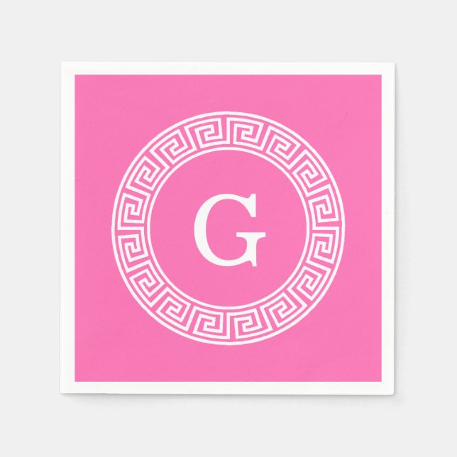 Hot Pink2 Welches erste Monogramm für den griechis Serviette (Vorderseite)