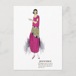 Hot Pink 1920er Flapper Dress Art Deco Postkarte